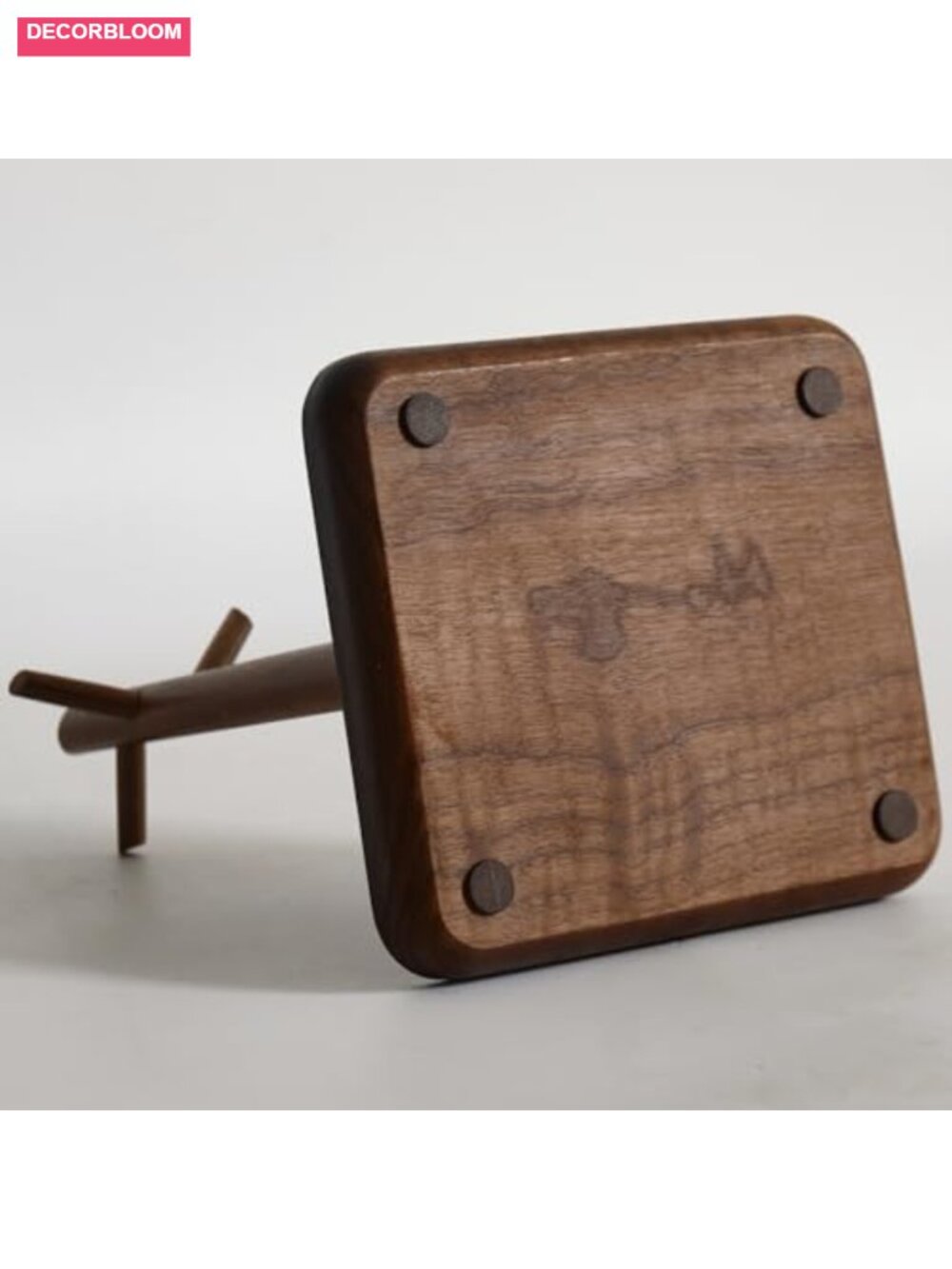 Solid Wood Key Dish Bowl Walnut Entryway Tray with Hooks Jewelry Organizer - Picture 3 of 6